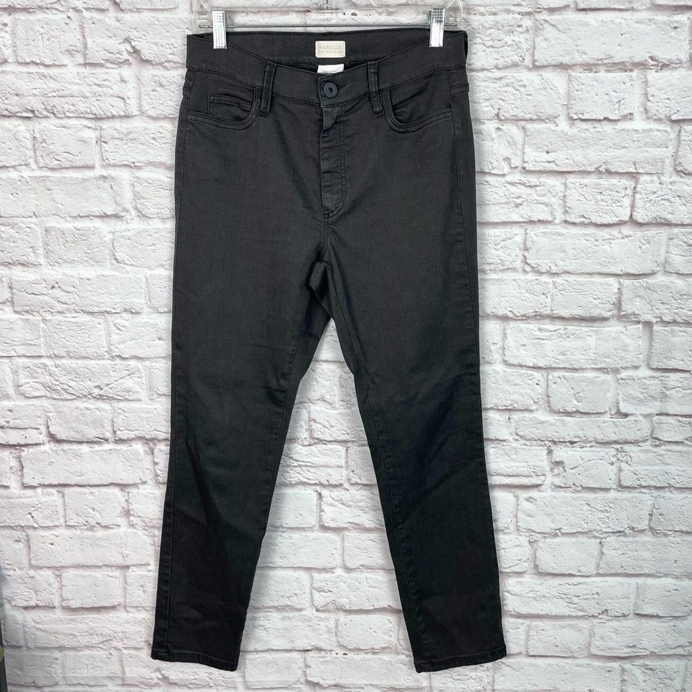 Marcella Monochrome Slate Gray Straight‎ Leg Jeans Size 8